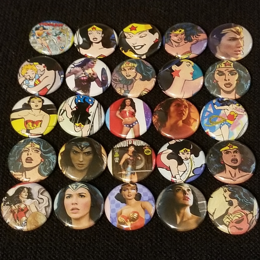 Wonder Woman pinback button bundle 25 pins 1 inch gift set